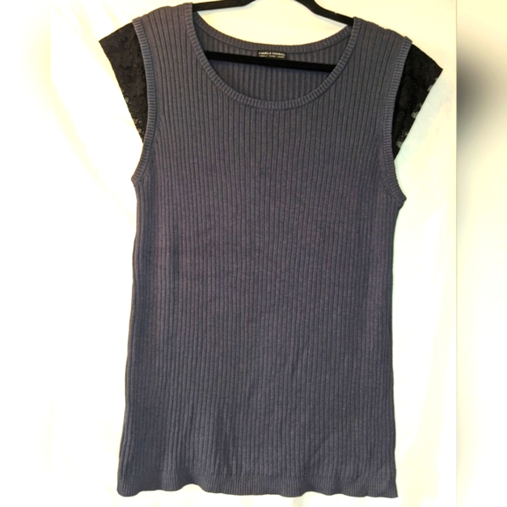 Pamela Dennis Lace Cap Sleeve Sweater, 1X